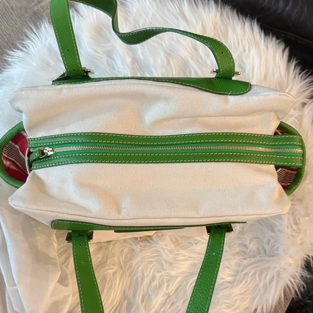 NWT Kate Spade Bridget Green Leather & Canvas Bag circa 2008 - Picture 9 of 15